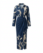 Leaf Print Wrap Maxi Dress - Eliza Blake