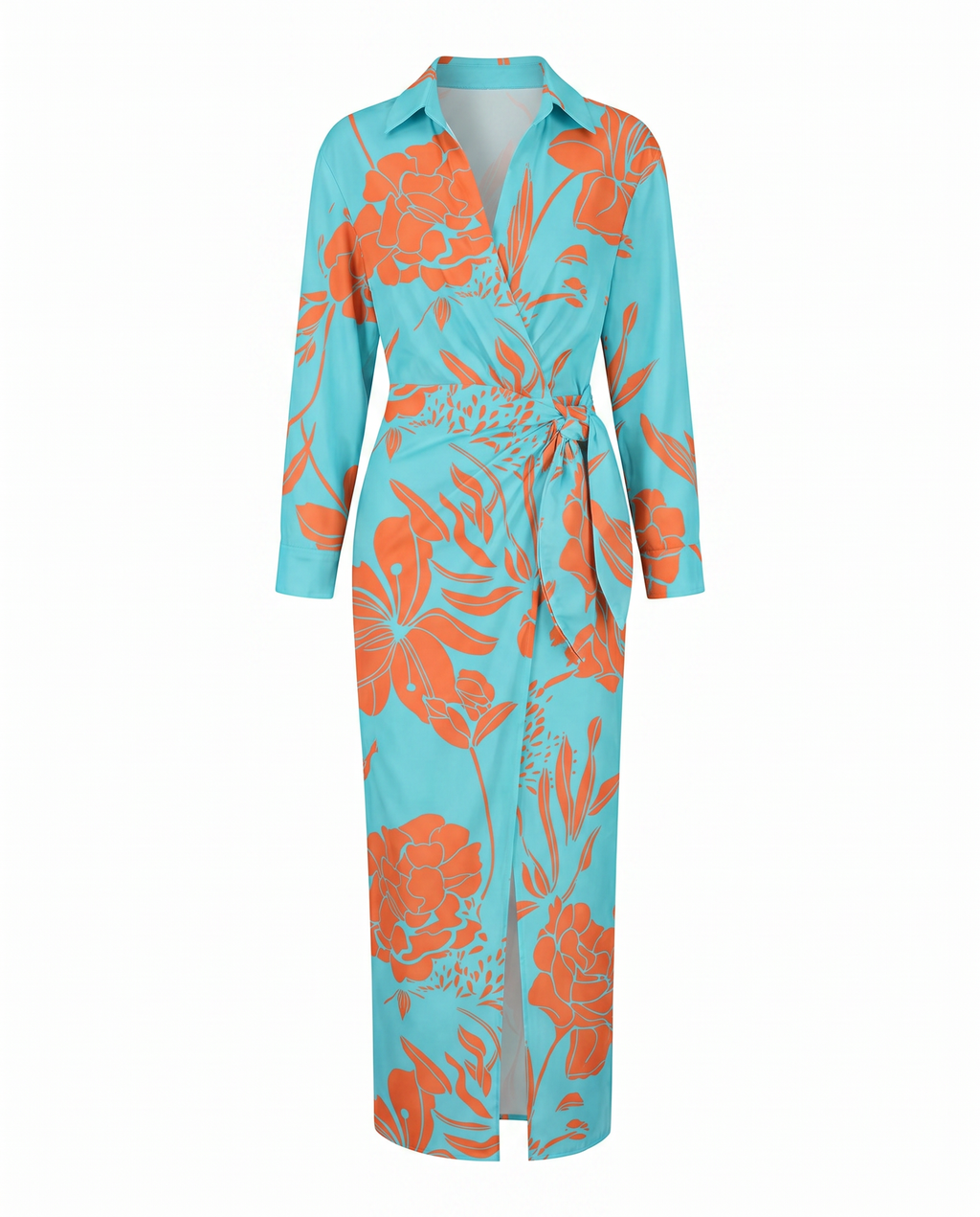 Leaf Print Wrap Maxi Dress - Eliza Blake