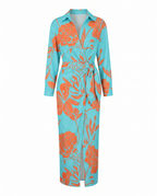 Leaf Print Wrap Maxi Dress - Eliza Blake