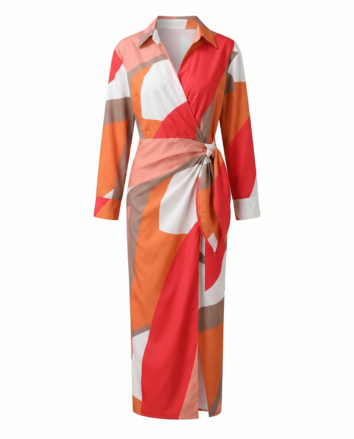 Leaf Print Wrap Maxi Dress - Eliza Blake