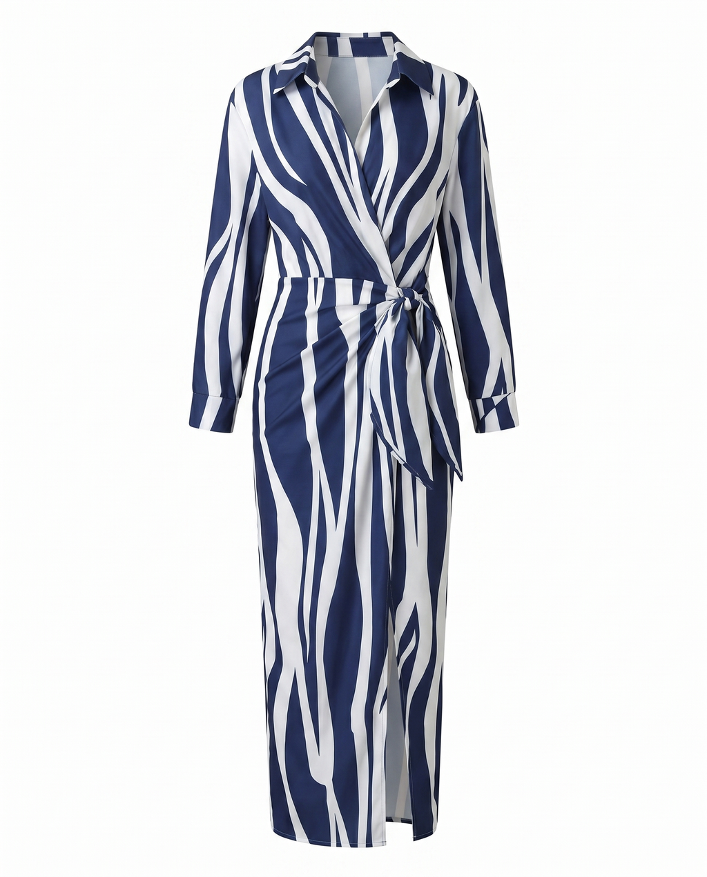 Leaf Print Wrap Maxi Dress - Eliza Blake